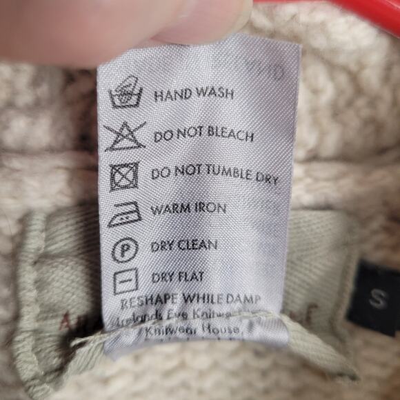 Aran Sweater Market oatmeal wool cashmere cable knit sweater Size small Preppy - Picture 10 of 10